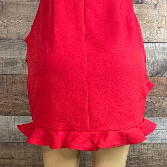 Saints + Secrets Frilled To Meet You Mini Dress Sleeveless Red SZ Large NWT - Picture 7 of 11